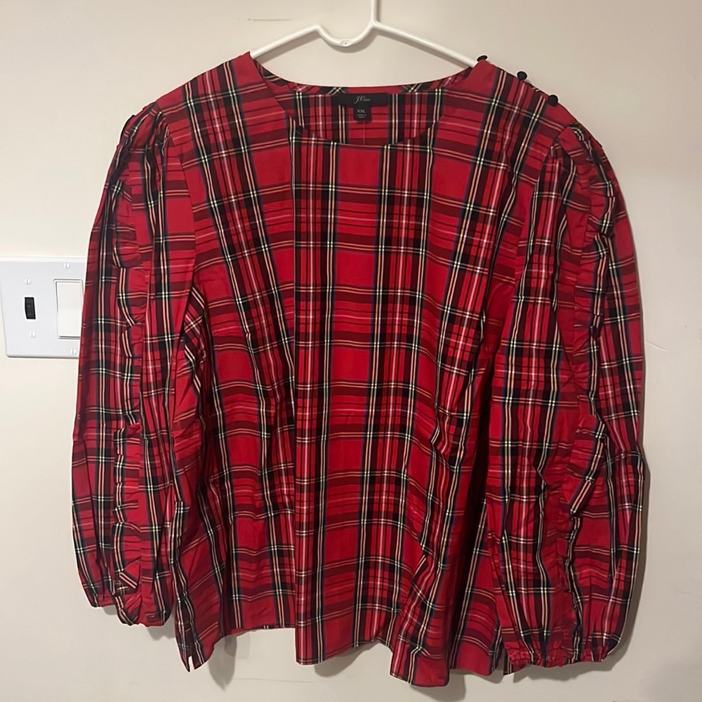 J. Crew . Plaid blouse